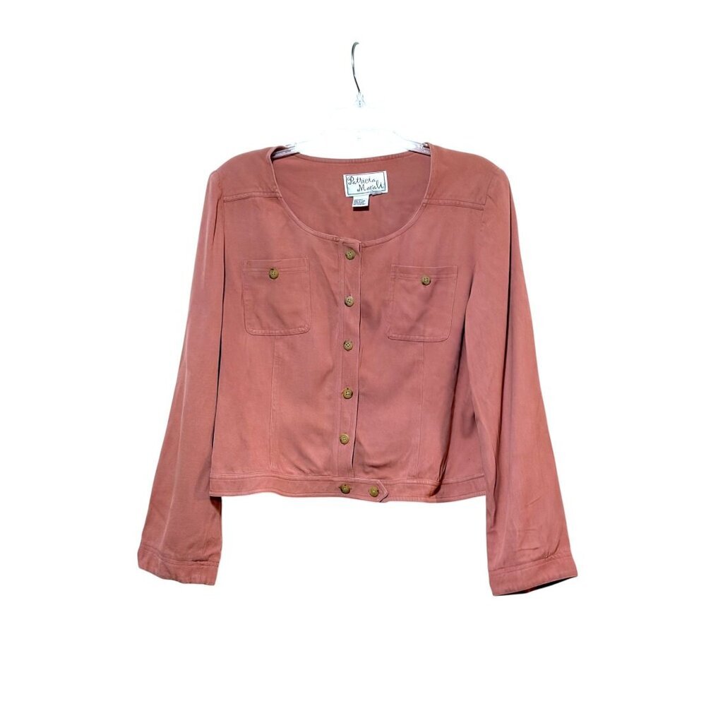 Vintage Patricia Magali Silk Denim Jacket 12 Dusty Rose Minimalist Lux Preppy